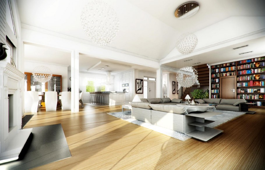 Одноэтажный дом на маленьком склоне