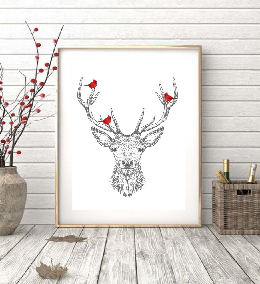 Постер с оленем в скандинавском стиле