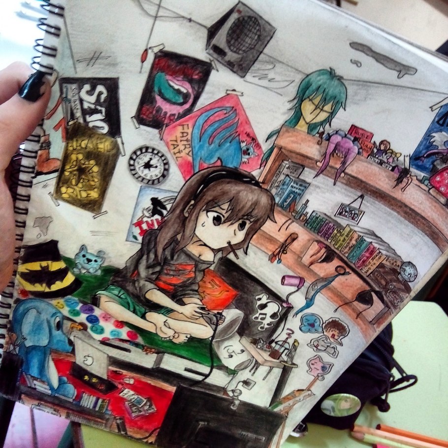 Аниме комната с телевизором