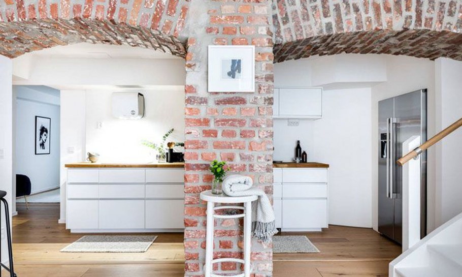 Арка из декоративного кирпича в квартире