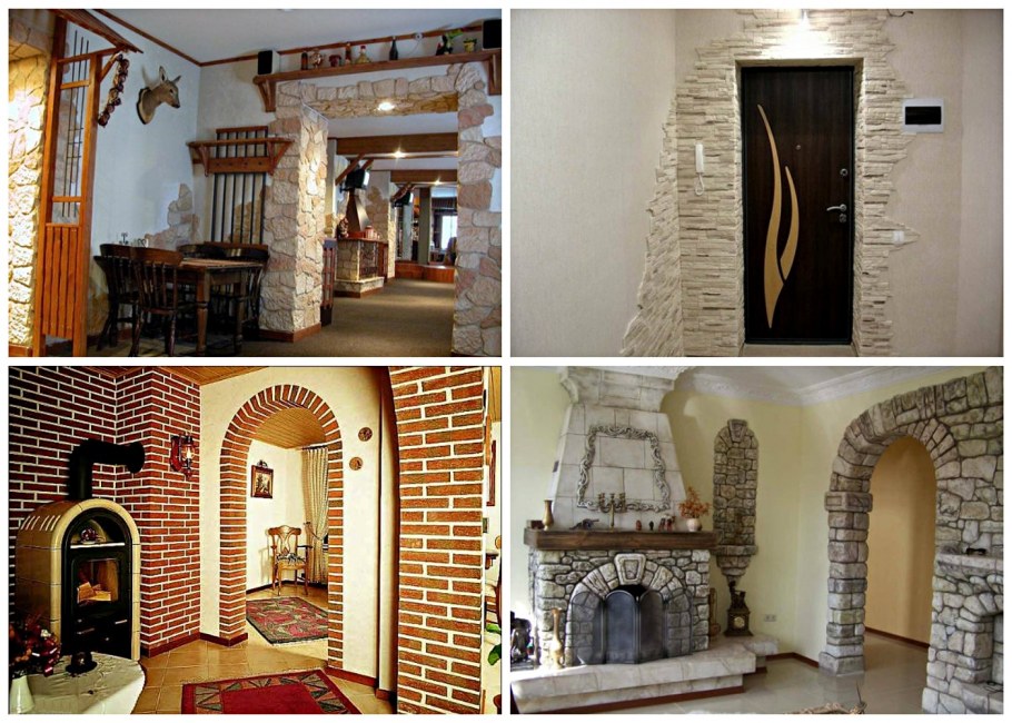 Отделка арки камнем