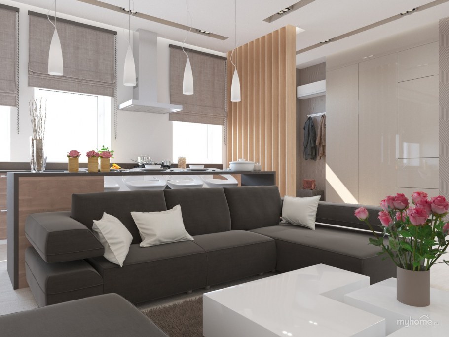 Мебель в студии в таунхаусе в гостиной