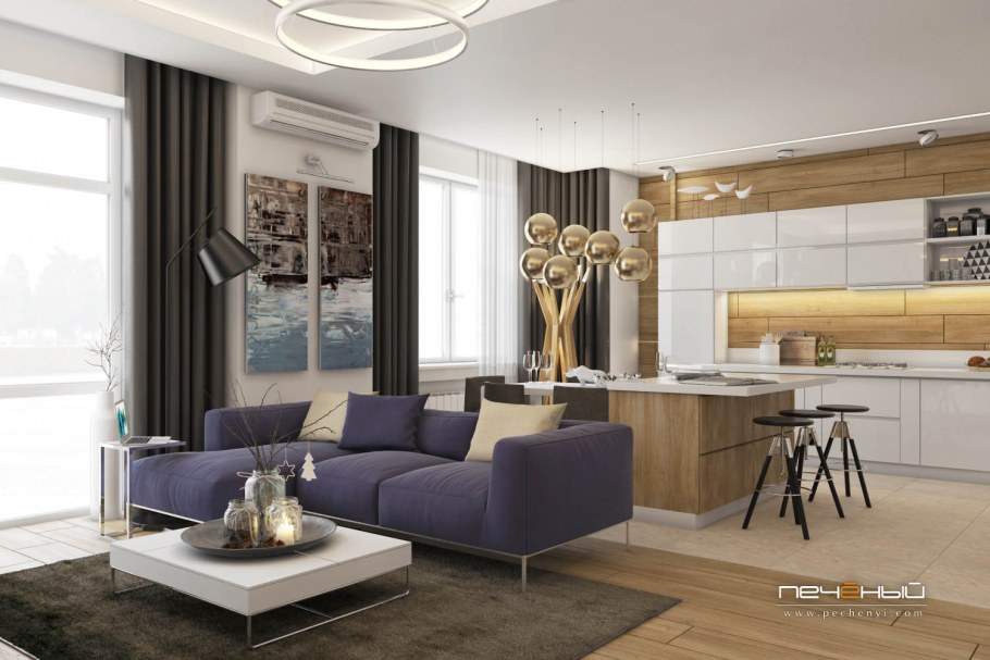 Антон Печеный кухня гостиная с кухней