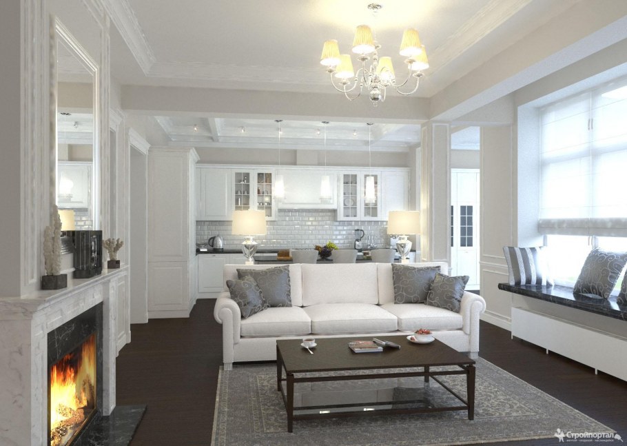 Кухня гостиная современная классика