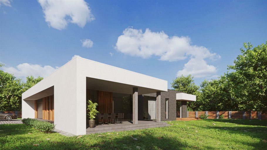 Дом лофт одноэтажный с плоской