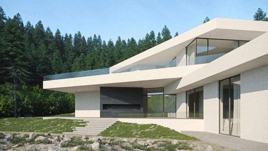 Одноэтажный дом z500 с плоской крышей