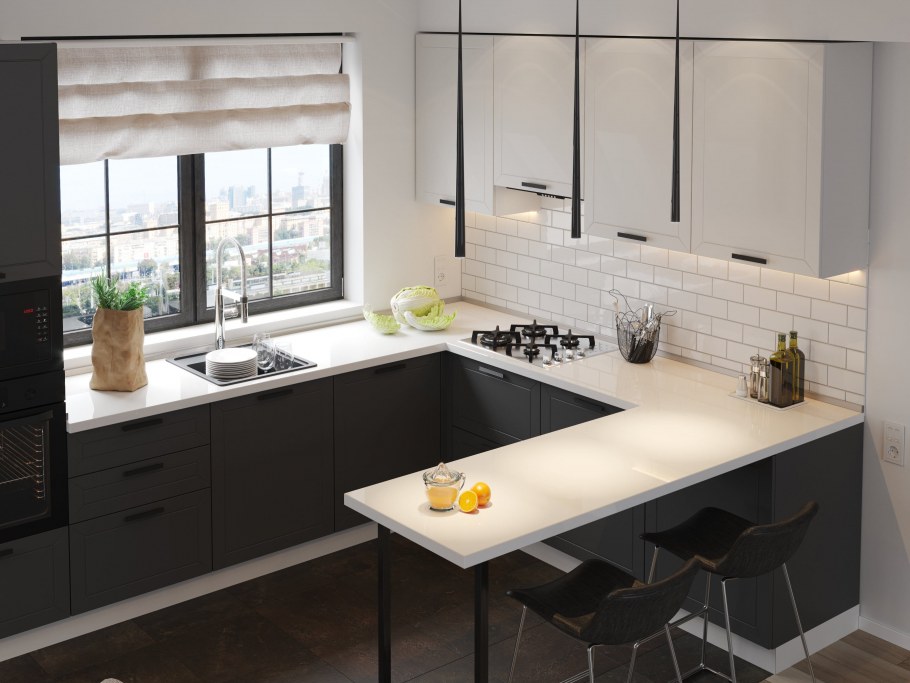 Кухня со сплошными шкафами