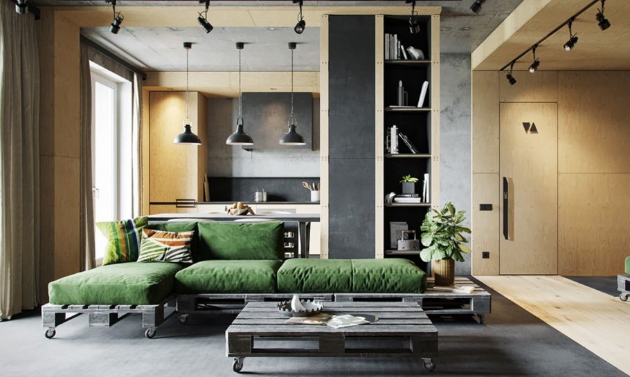 Стенка в стиле эко лофт