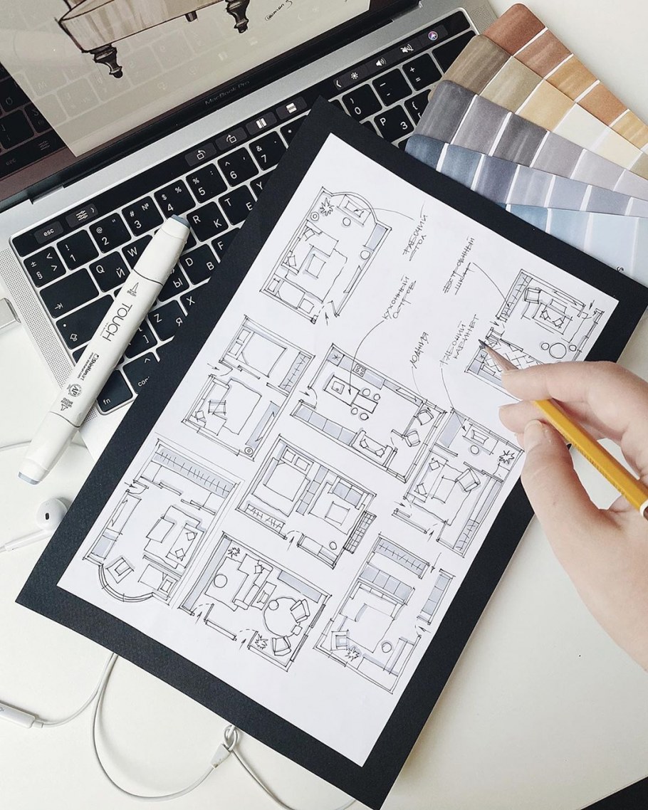 Скетчи дизайнеров интерьера