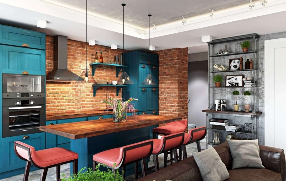 Кухня в стиле лофт 12м2