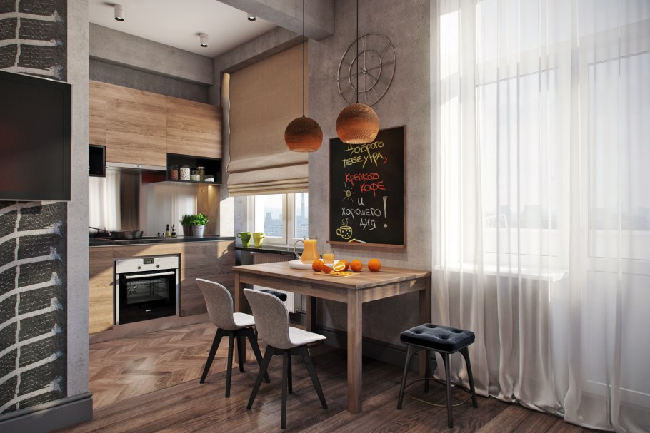 Кухня гостинная 20кв м лофт