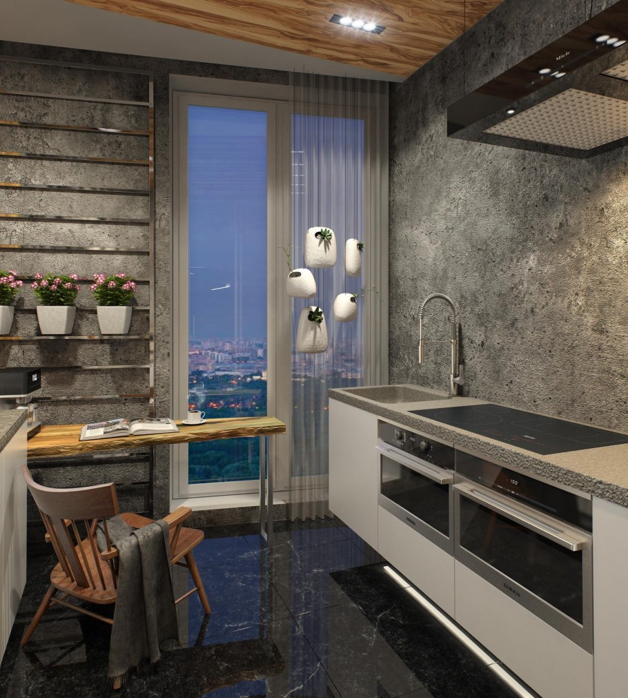 Кухня 11м² в стиле лофт