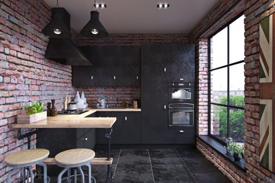 Кухня в стиле лофт 10 м2
