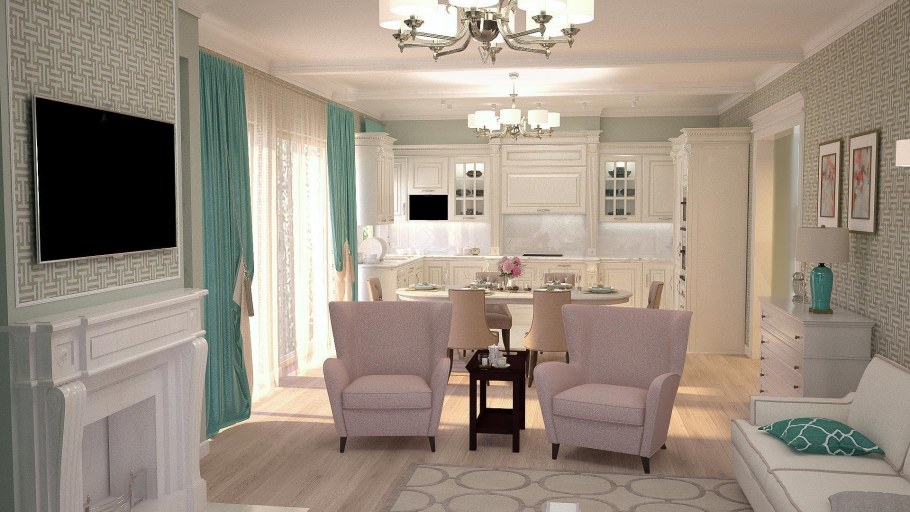 Кухни гостиные в стиле Неоклассика