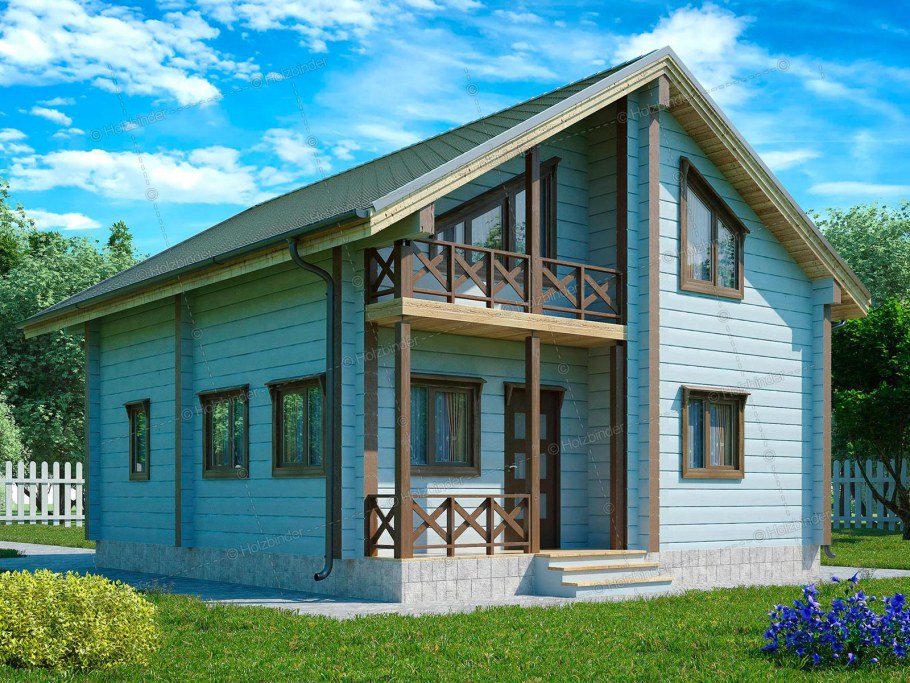 Синий деревянный дом