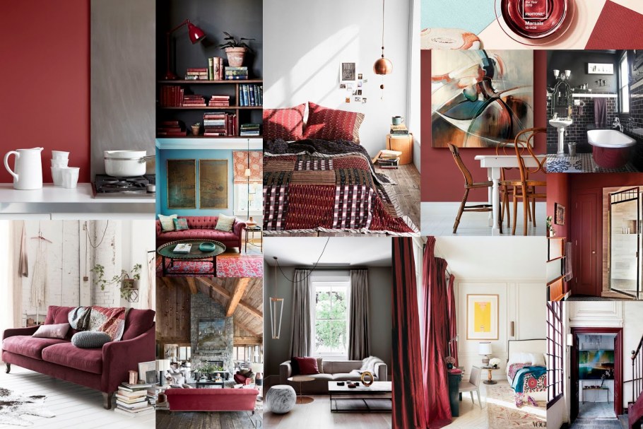 Красно синяя спальня