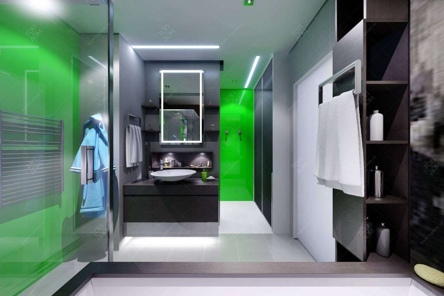 Ванная комната с зелеными акцентами