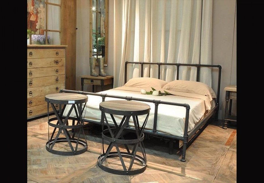 Кровать металлическая двуспальная 160х200 стиль лофт