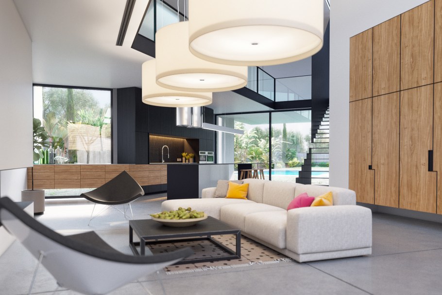 Гостиная в стиле Контемпорари с телевизором