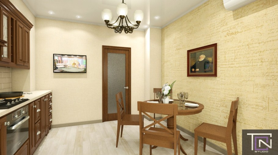 Отделка кухни жидкими обоями