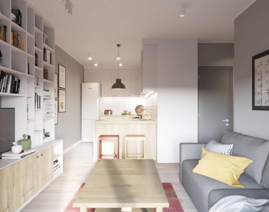 Студия 13 кв м планировка