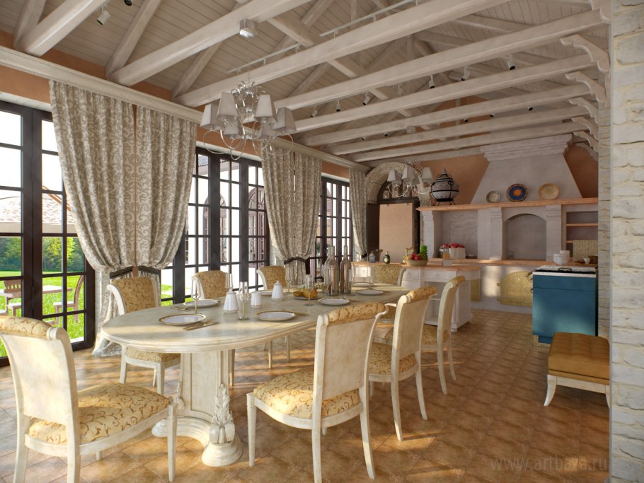 Веранда столовая в загородном доме