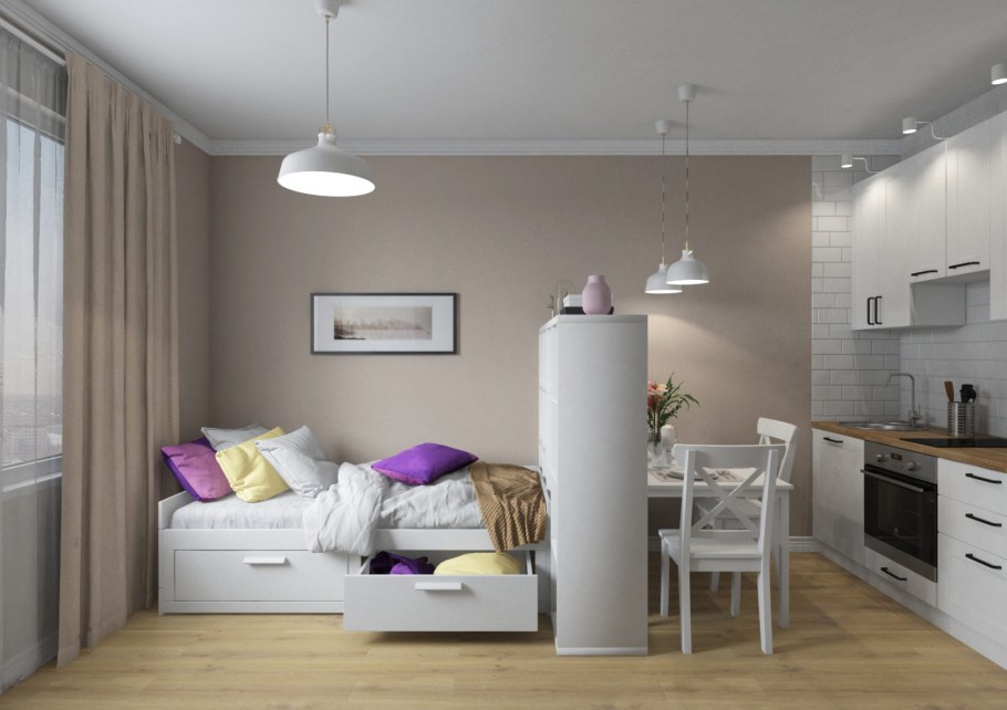 Интерьер квартиры студии 27кв