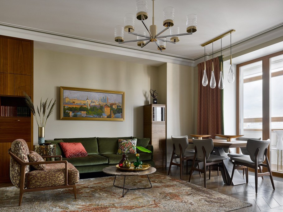 Зонирование кухни и гостиной