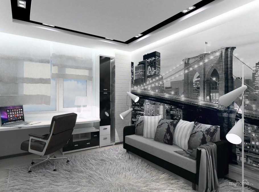 Черно белые комнаты для подростков