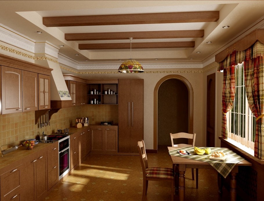 Декоративные балки в зале