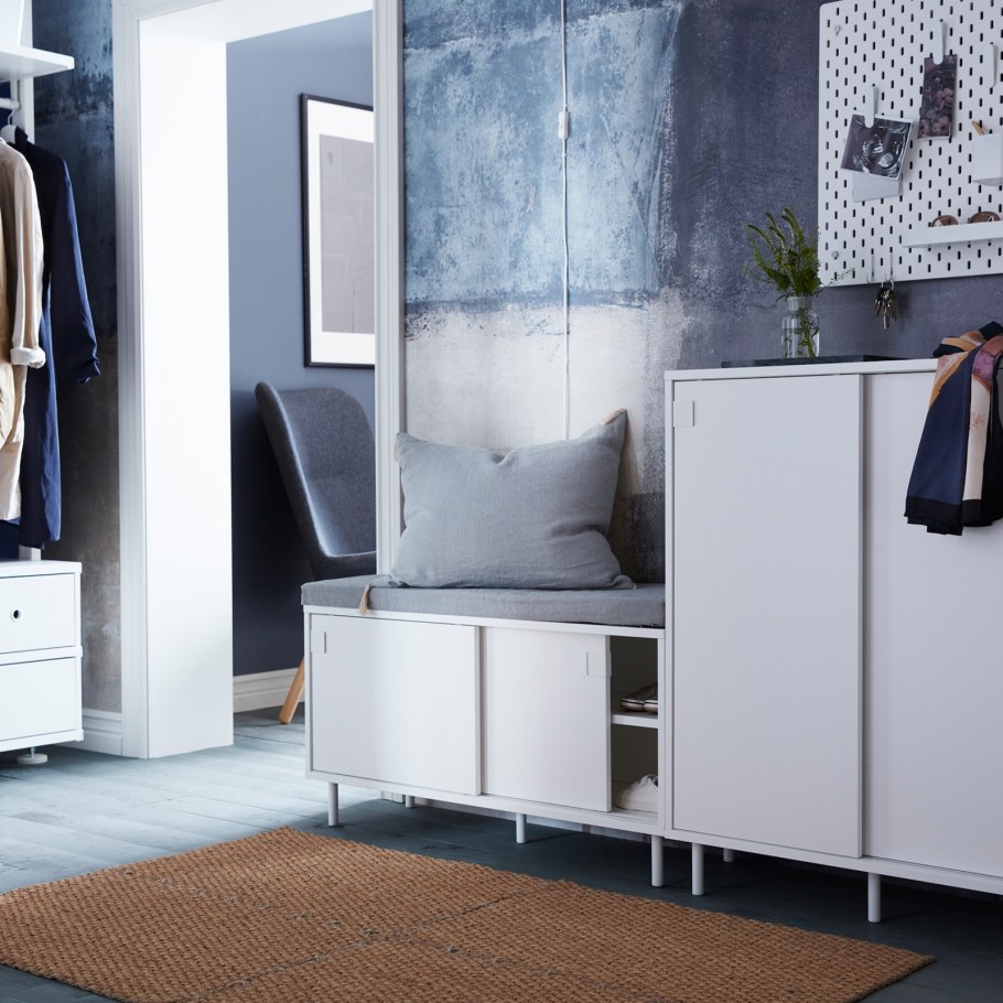 Ikea - ОПХУС, гардероб с 7 дверями/3 ящиками, белый, САННИДАЛЬ РИДАБУ,