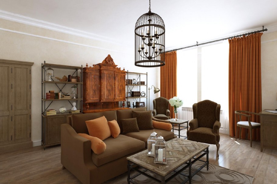 Квартира студия в колониальном стиле