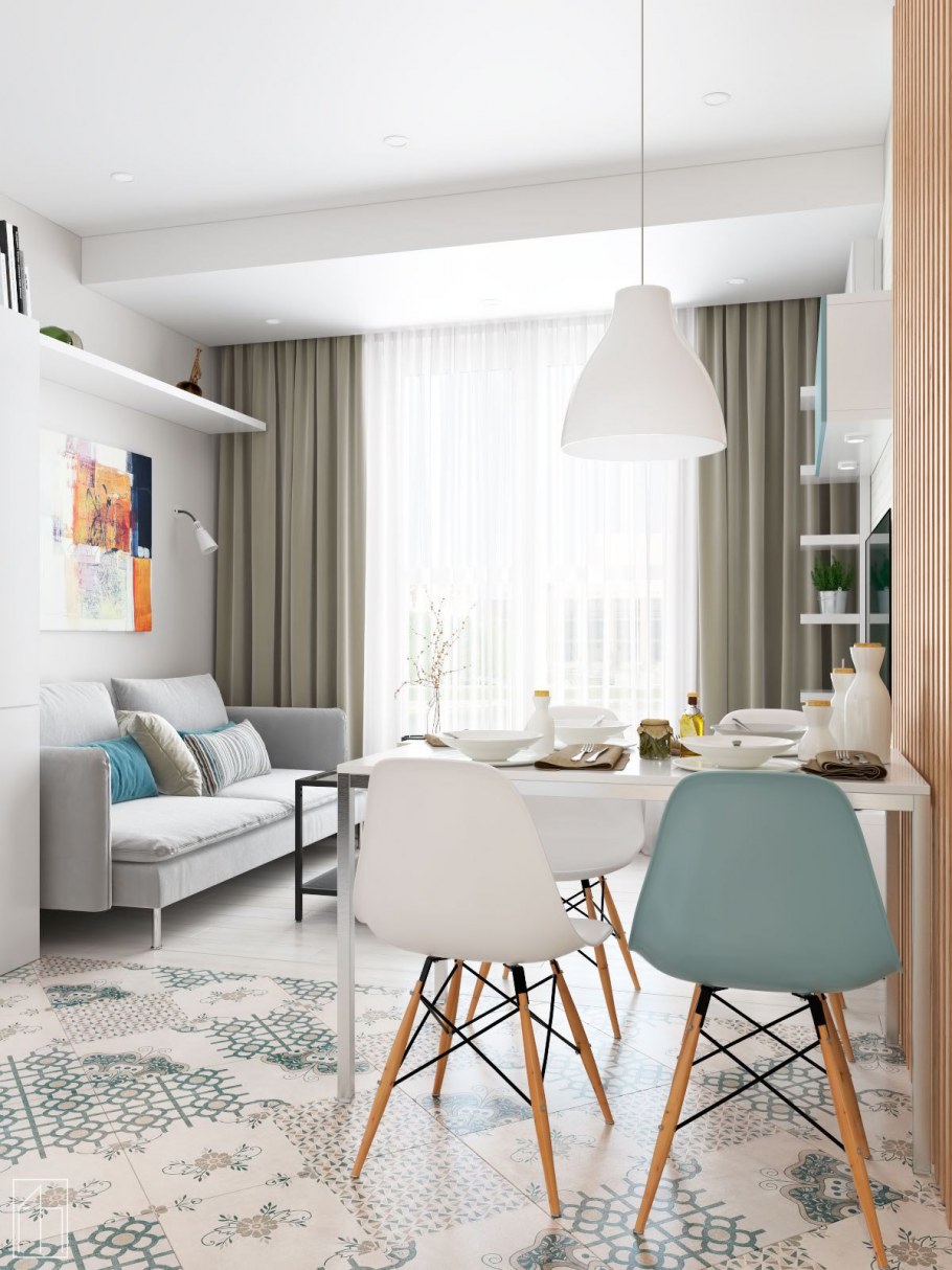 Квартира студия в светлых тонах