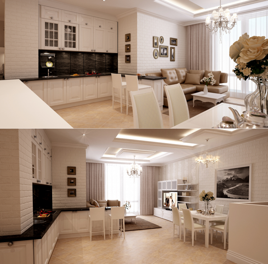 Студия в светлых тонах