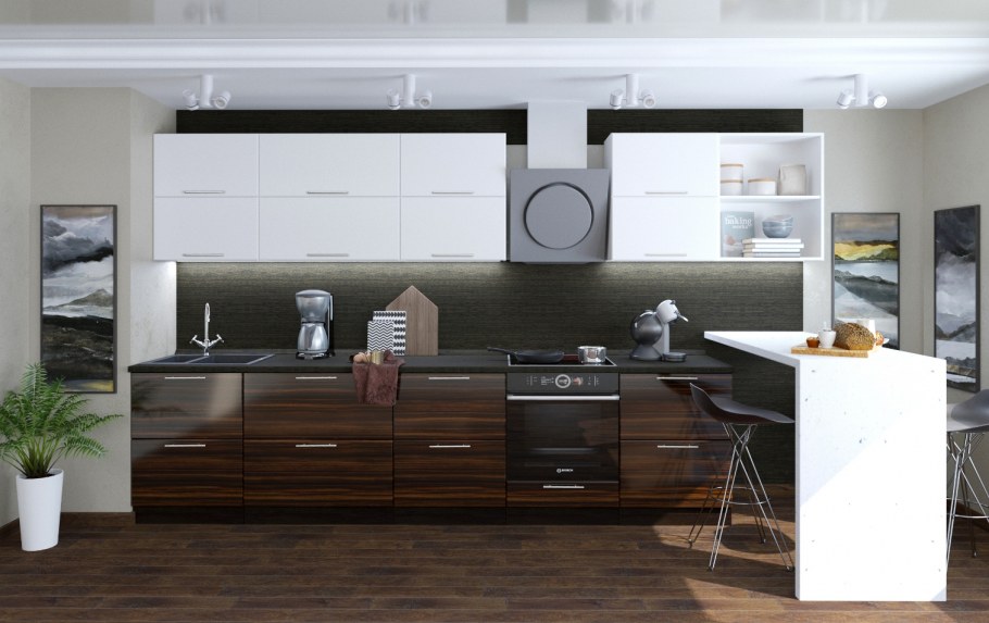 Кухня "Норден", Эбен, белый