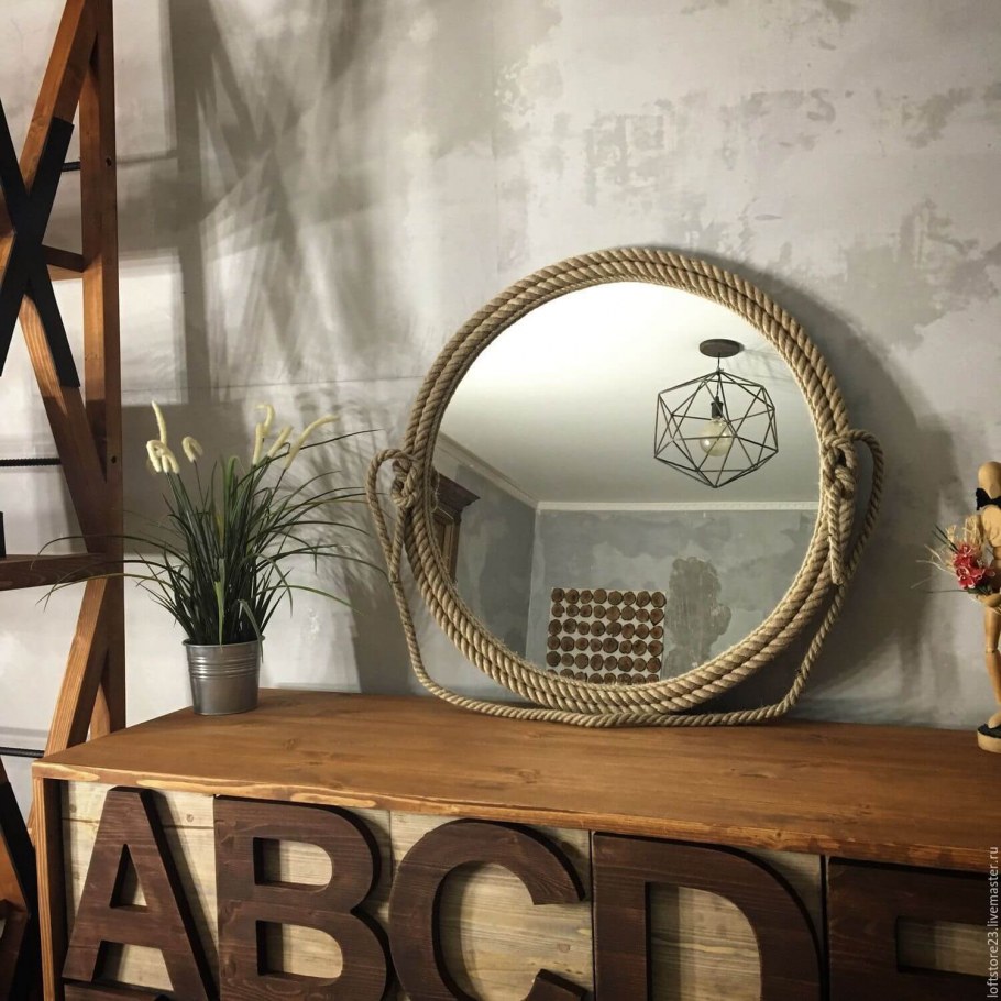 Декор зеркала канатом