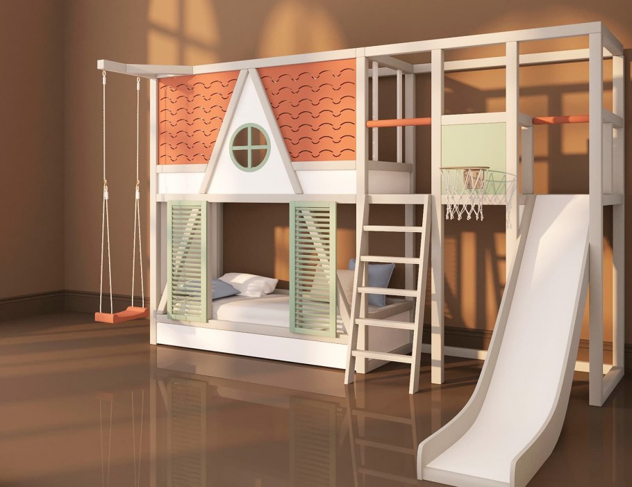 Кровать - домик Happy Kids эко 12 200х90 с рабочей зоной