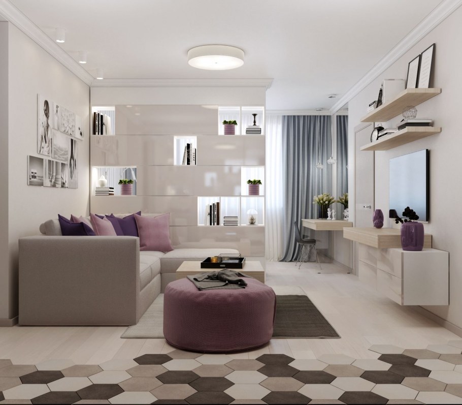 Интерьер спальни-гостиной