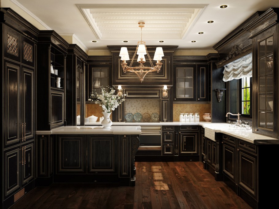 Лепнина в интерьере кухни