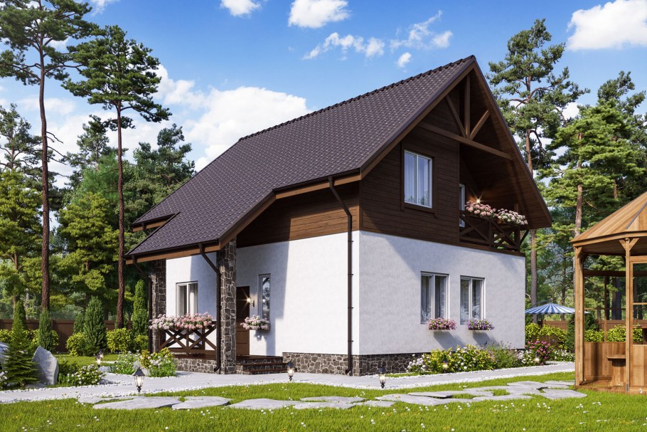 Комбинированный дом с мансардой