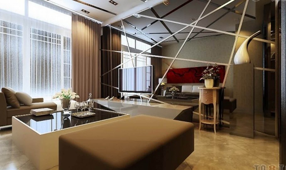 Зеркальная стена в интерьере