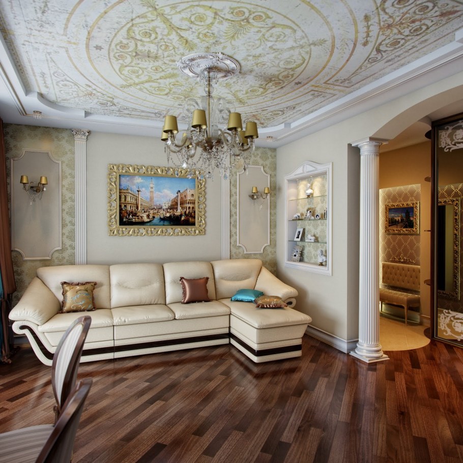 Интерьер однокомнатной квартиры в классическом стиле