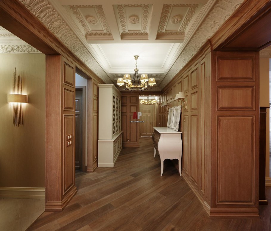 Прихожая в частном доме в классическом стиле