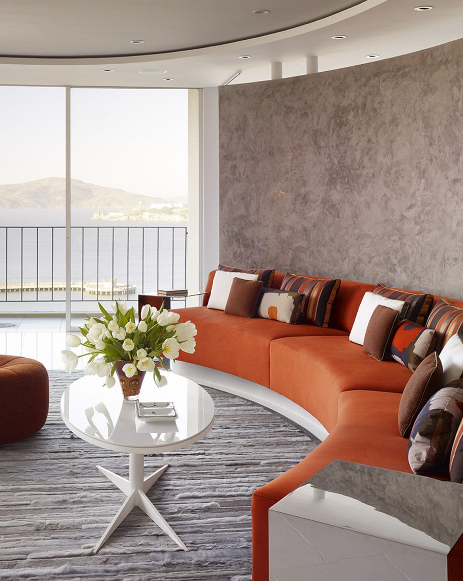 Декоративная штукатурка в интерьере гостиной