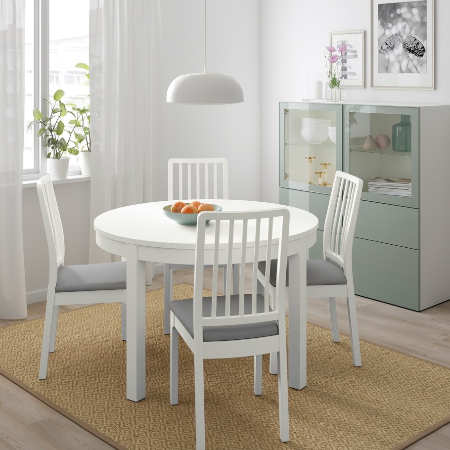 Bjursta БЬЮРСТА раздвижной стол, белый 115/166 см