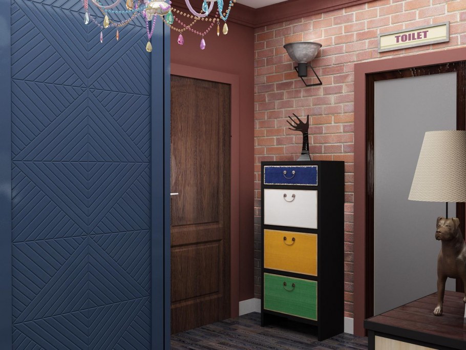 Прихожая в стиле улицы с фонарями