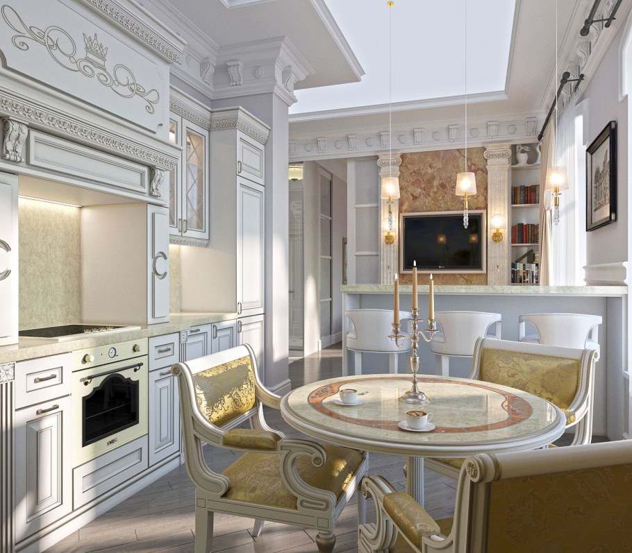 Роскошный интерьер кухни в квартире
