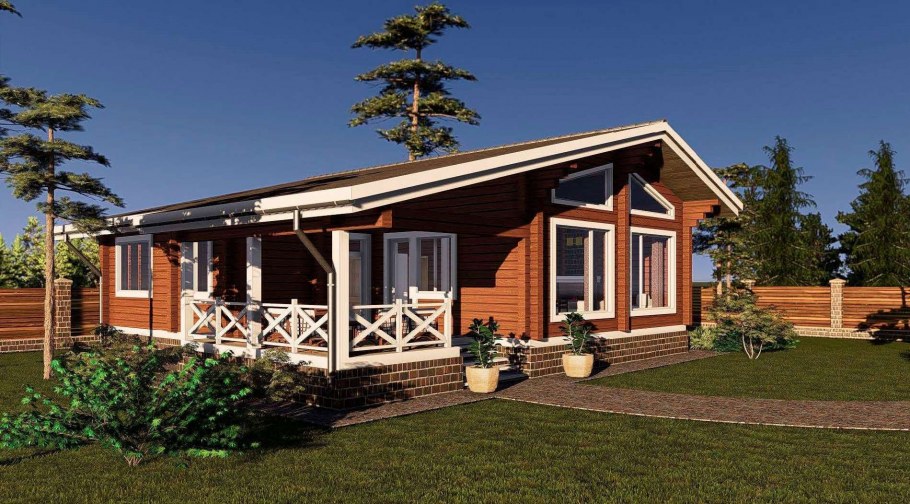 Одноэтажный дом в стиле Шале