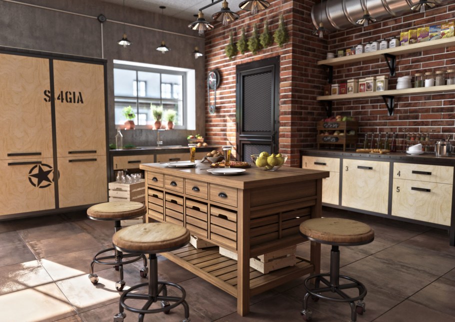 Кухонная мебель в стиле лофт