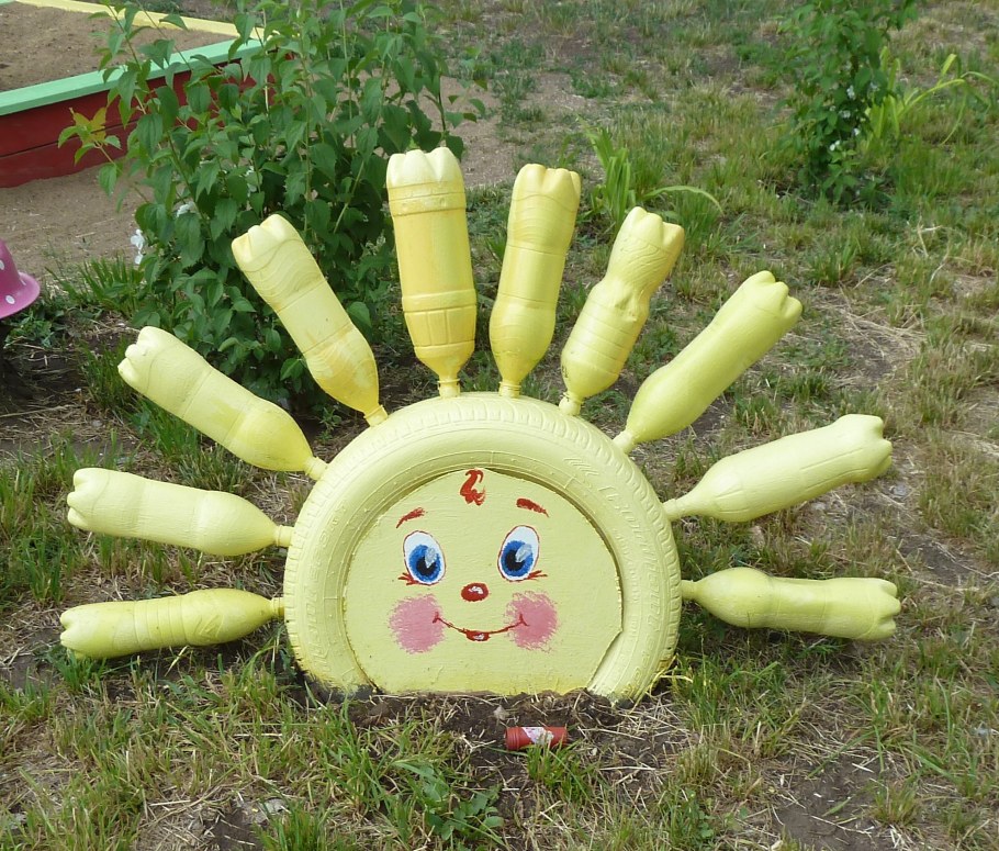 Солнышко из покрышек